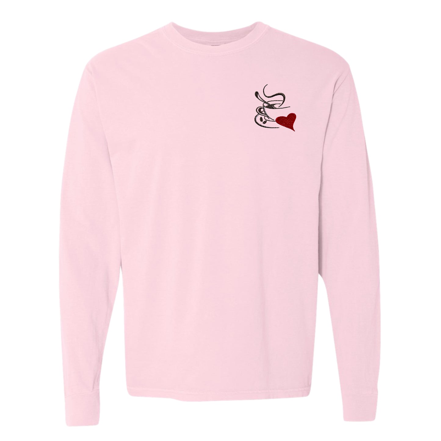 Men's Long-sleeve Heavyweight Coffee Heart T-shirt