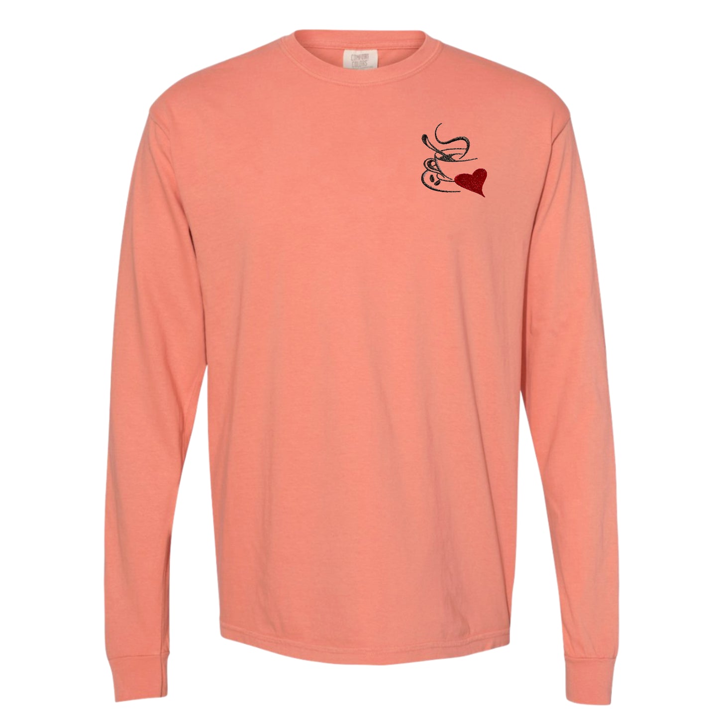 Men's Long-sleeve Heavyweight Coffee Heart T-shirt