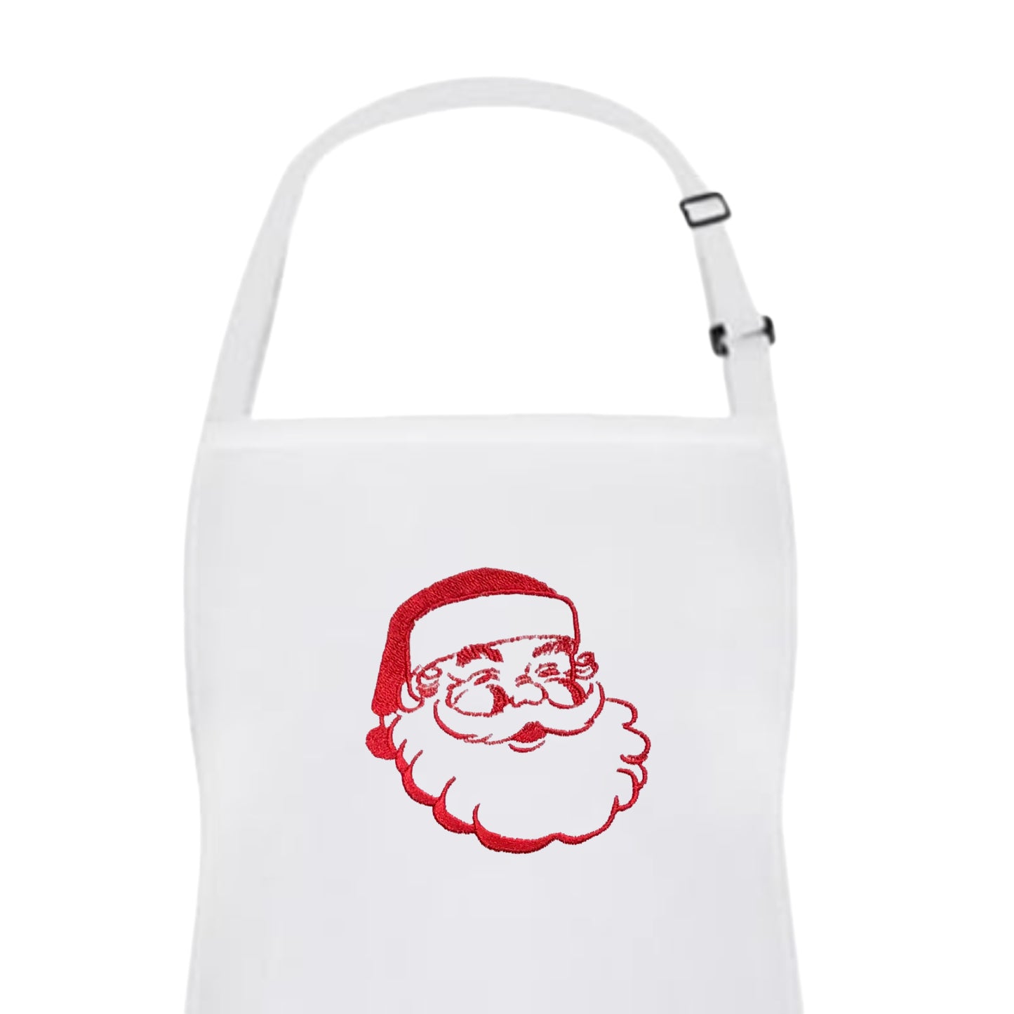 Santa Holiday Apron with Adjustable Neck Strap and Front Pockets