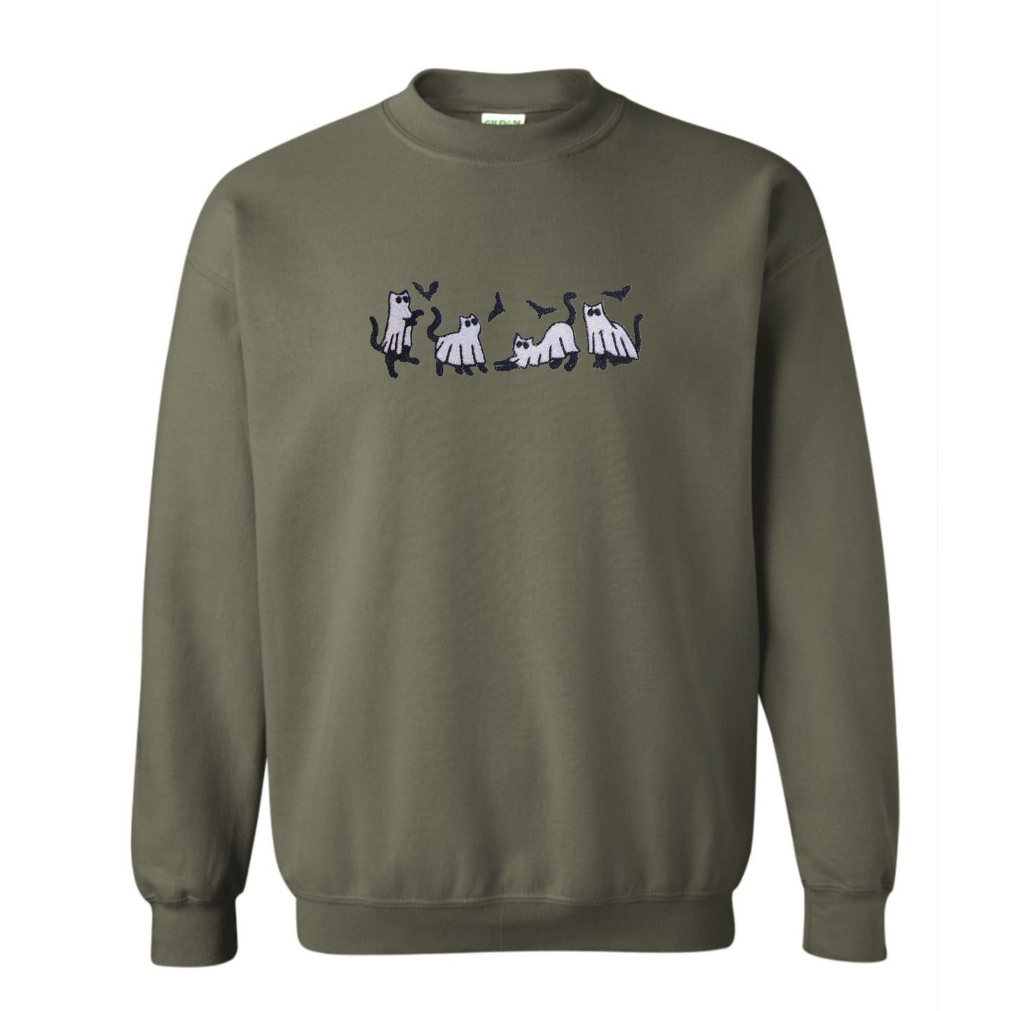 Women's Crewneck Halloween Cat Ghosts Sweatshirt