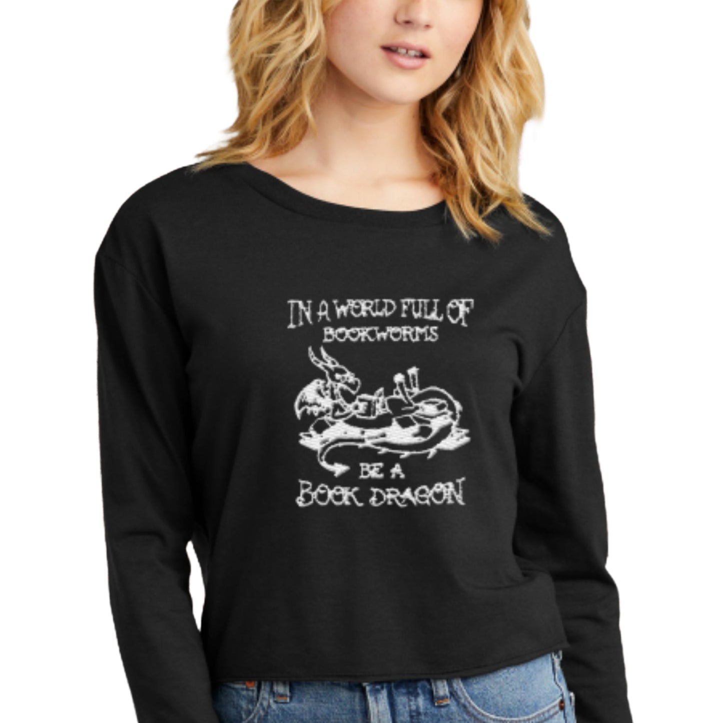 Long-sleeve Midi Crewneck Be a Book Dragon T-shirt
