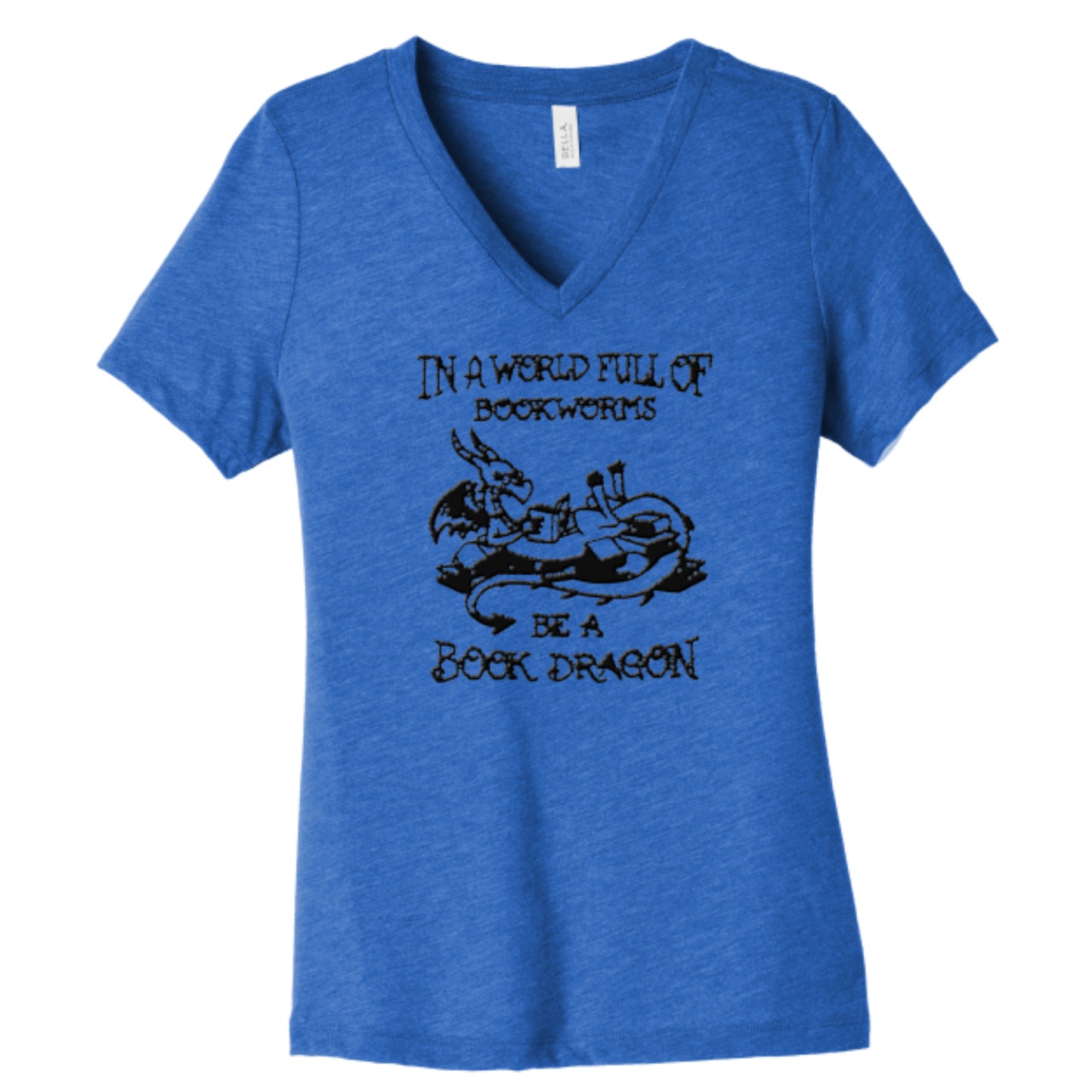 V-neck Short-sleeve Be a Book Dragon T-shirt