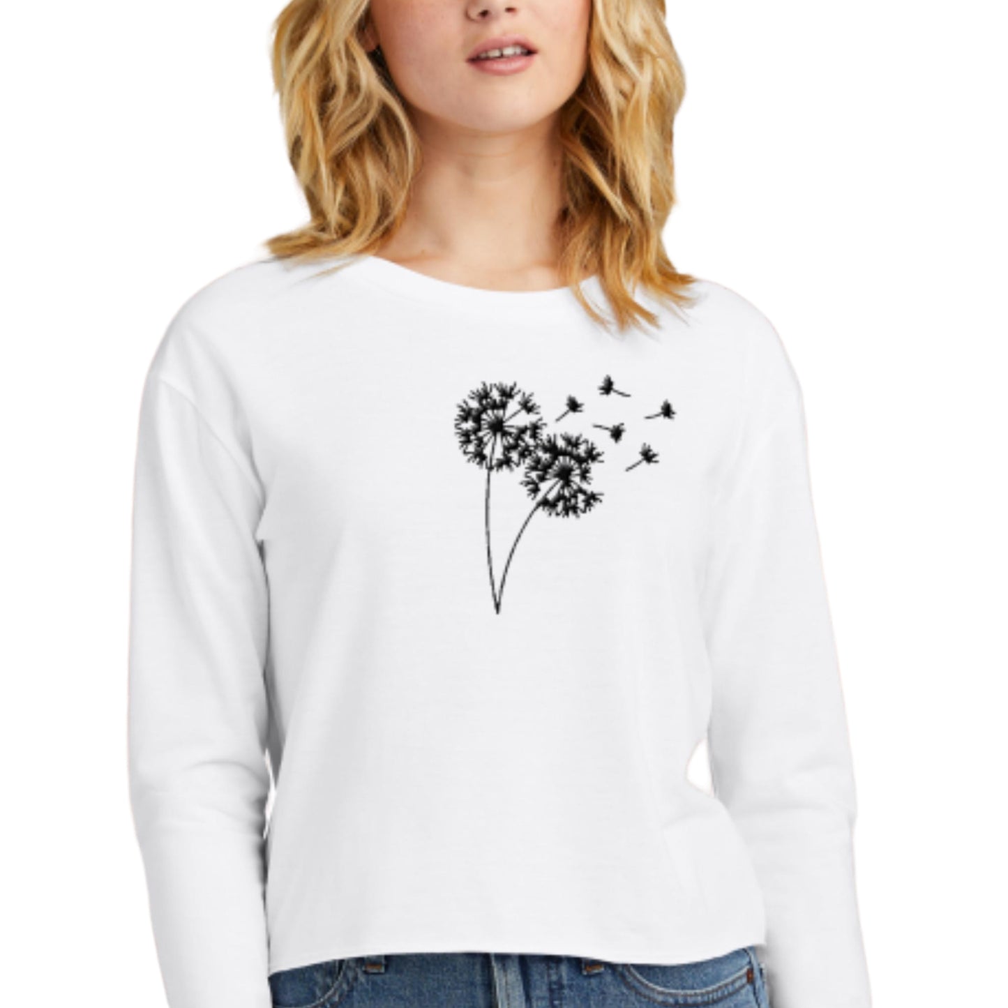 Long-sleeve Midi Crewneck Dandelions T-shirt