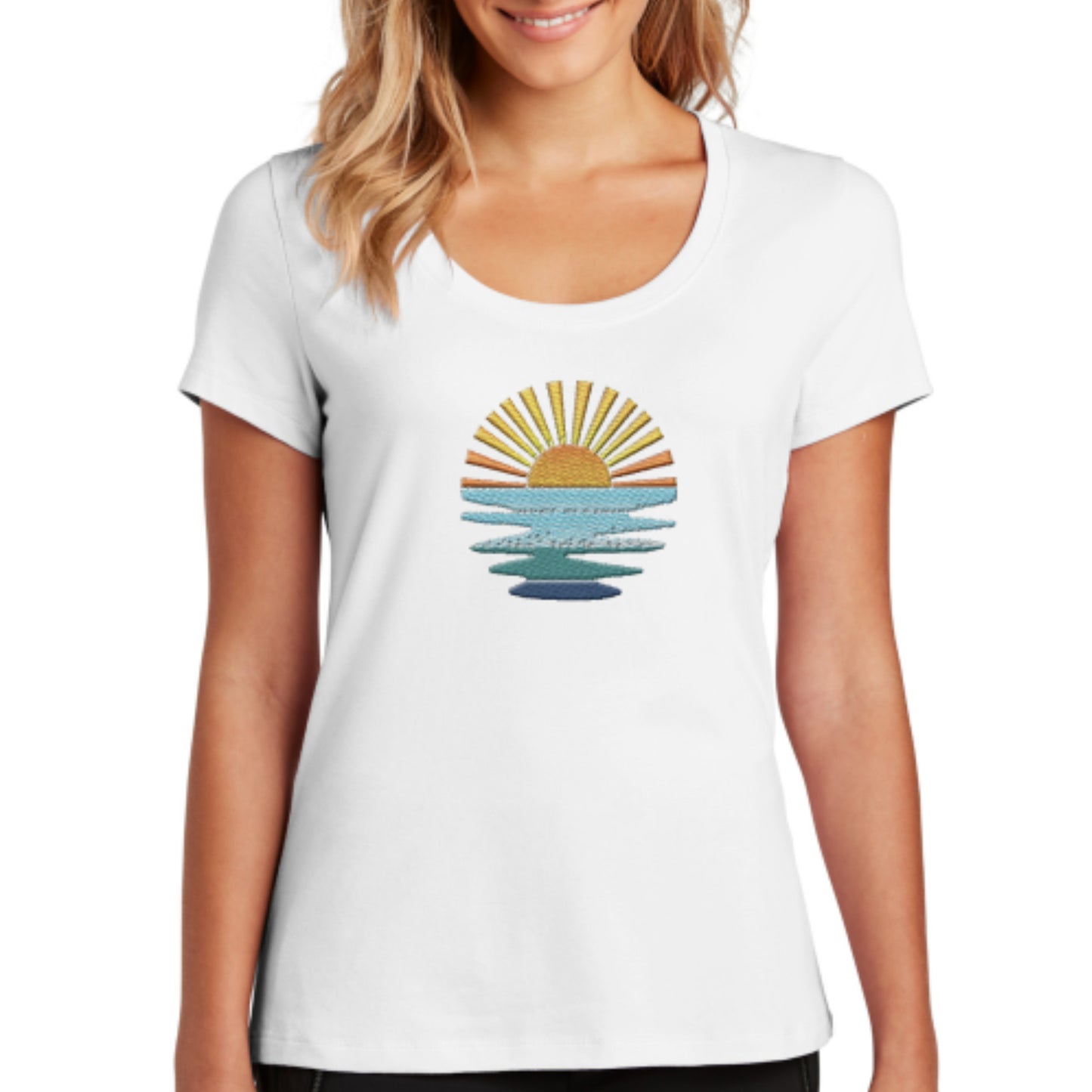 Scoop neck Short-sleeve Sunset T-shirt