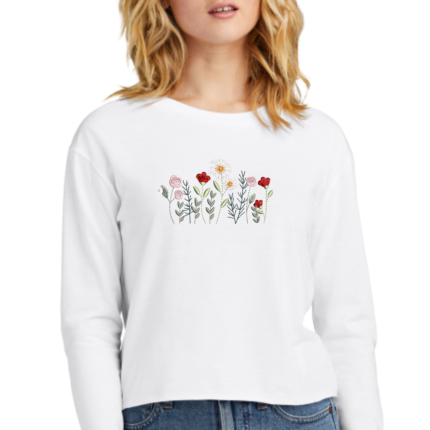 Long-sleeve Midi Crewneck Wildflowers T-shirt