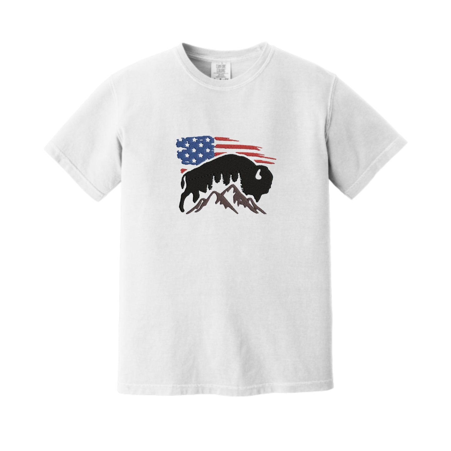 Men's Short-sleeve USA Flag with Bison T-shirt