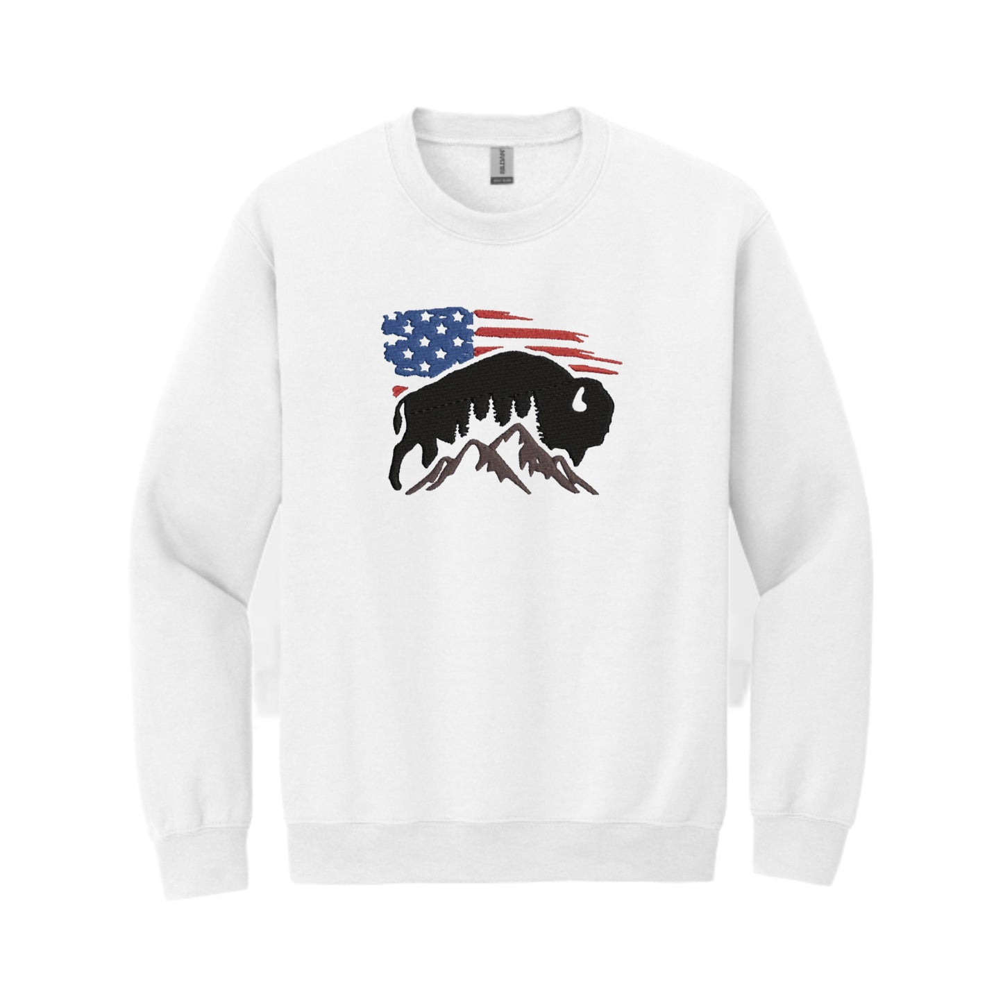 Men's Crewneck USA Flag with Bison Sweatshirt