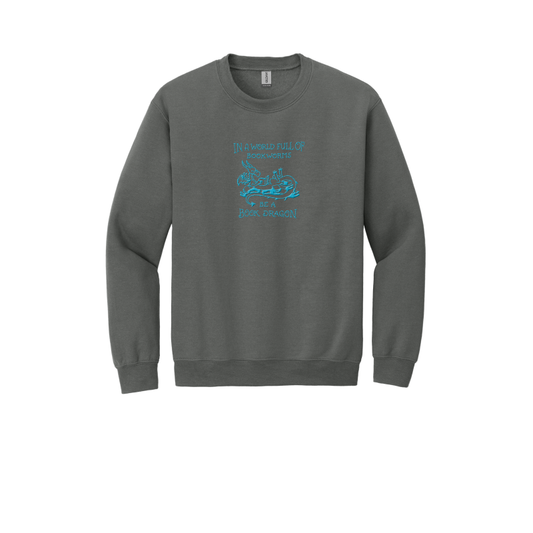 Men's Crewneck Blue Be a Book Dragon Sweatshirt