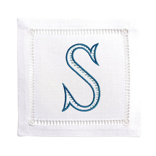 White Linen Embroidered Baroque Customized Initial Napkins Color Options 2