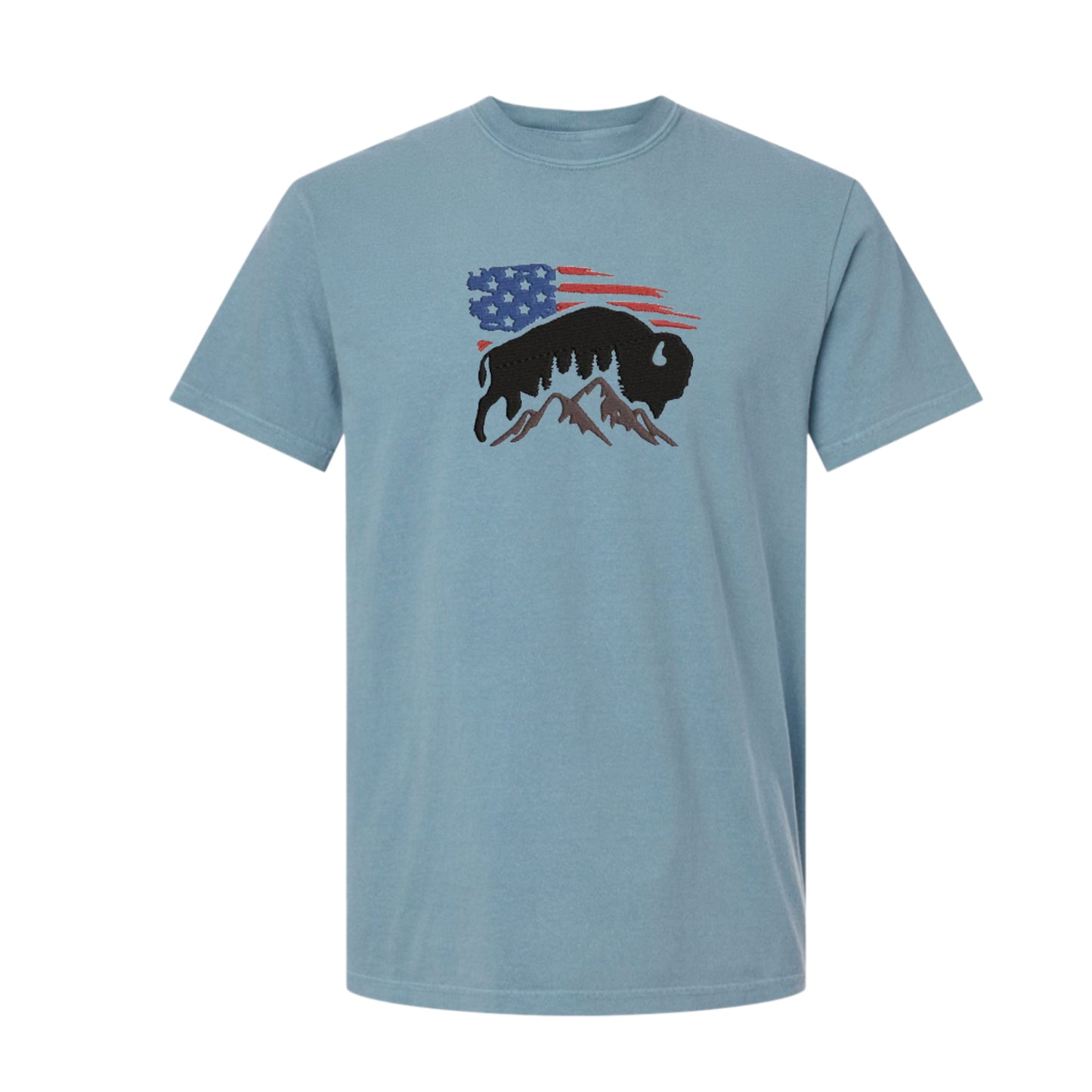 Men's Short-sleeve USA Flag with Bison T-shirt