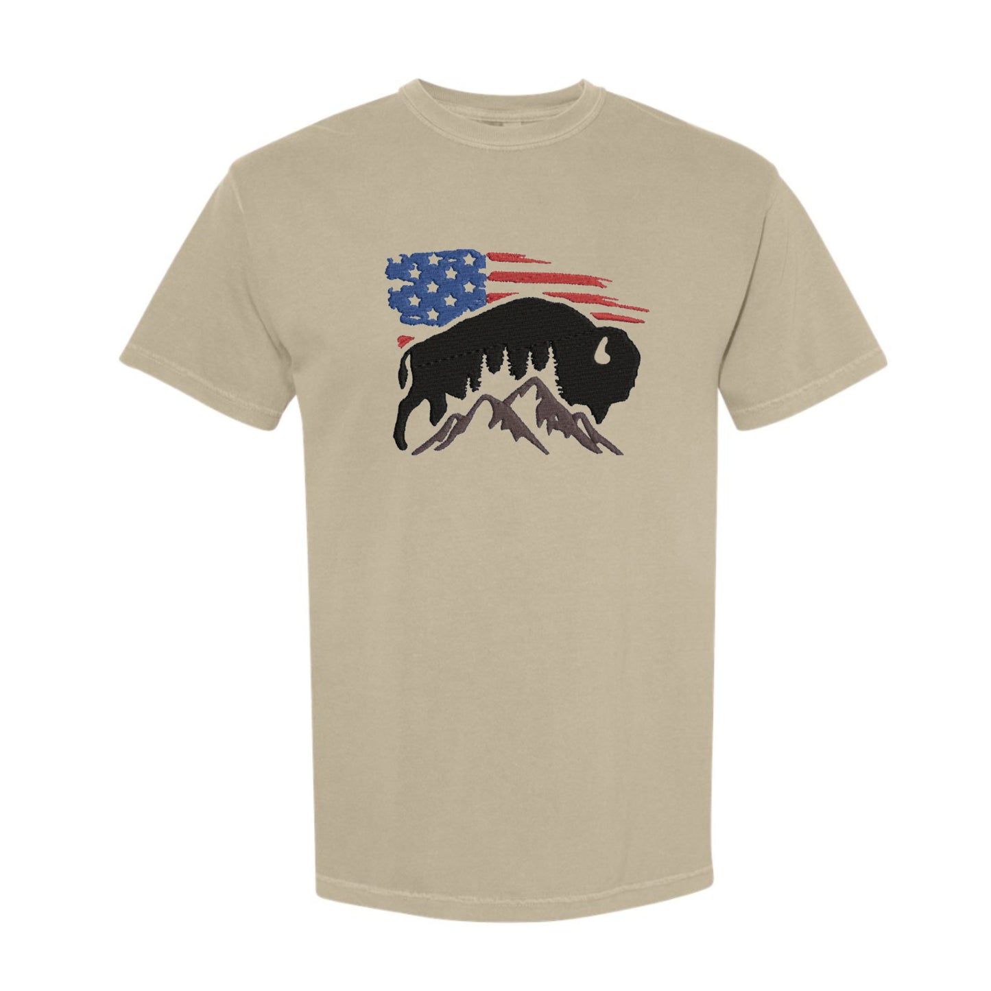 Men's Short-sleeve USA Flag with Bison T-shirt