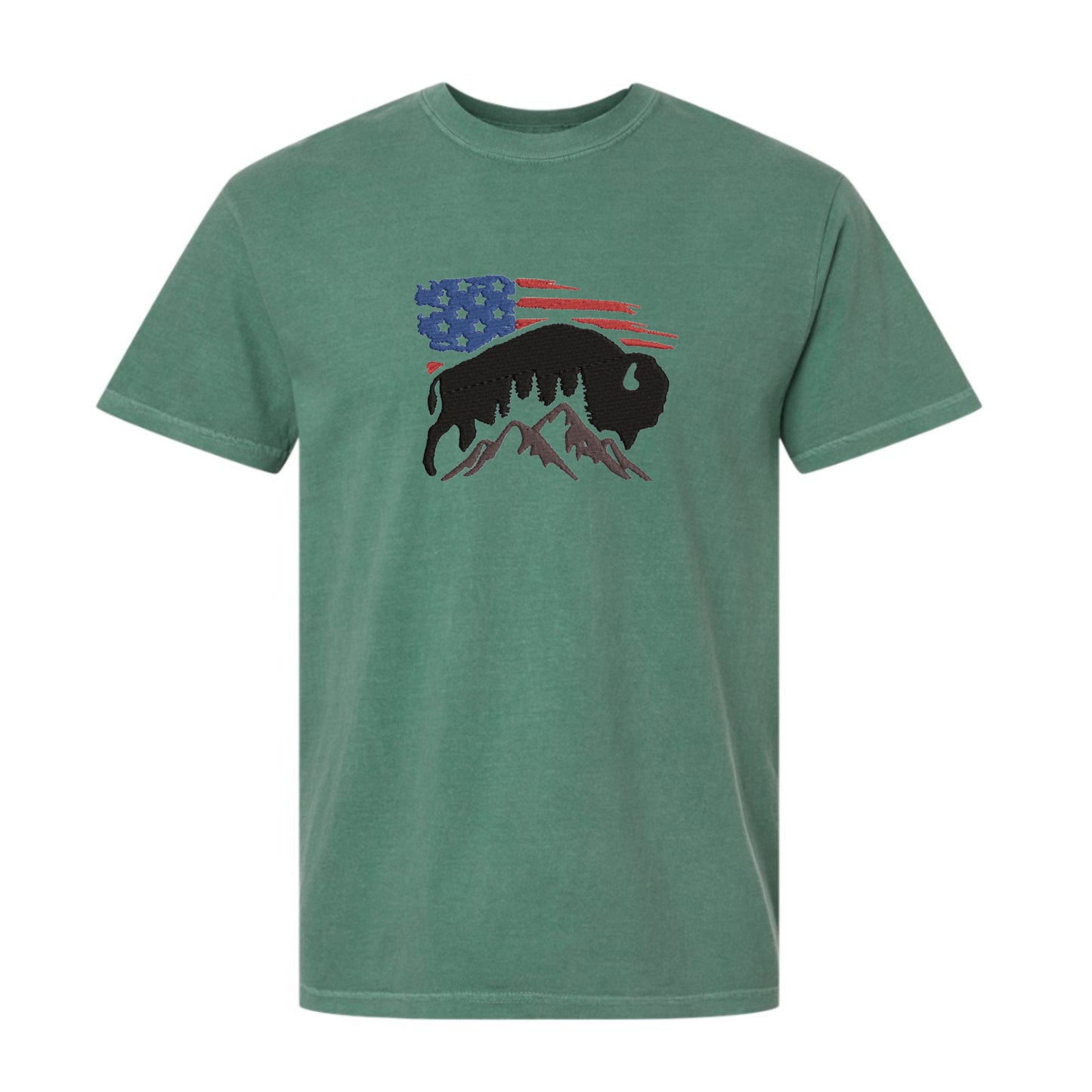 Men's Short-sleeve USA Flag with Bison T-shirt