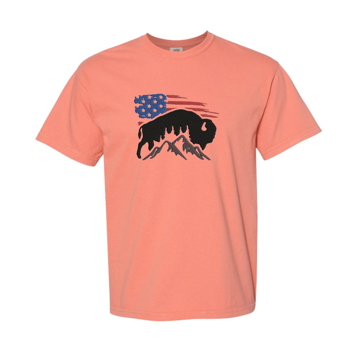 Men's Short-sleeve USA Flag with Bison T-shirt