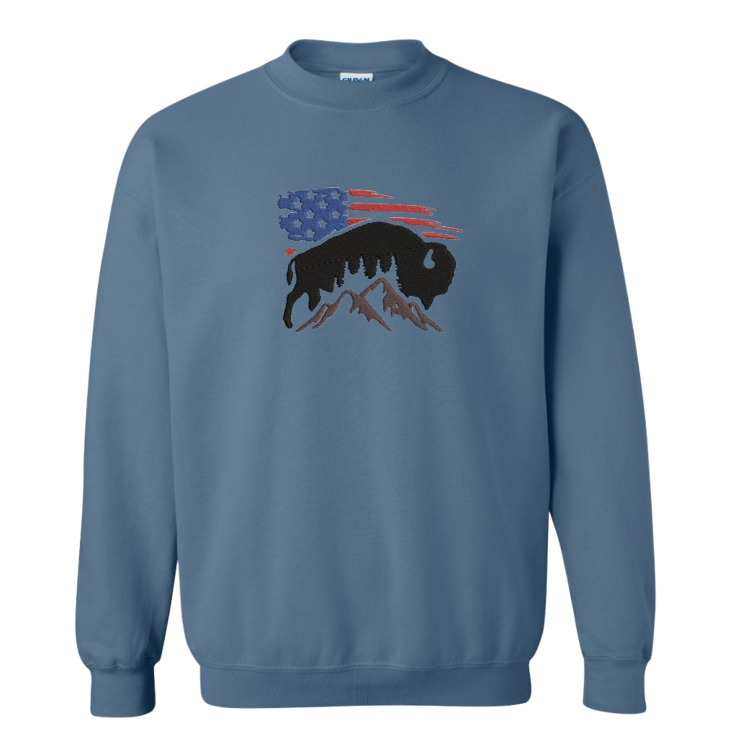 Men's Crewneck USA Flag with Bison Sweatshirt