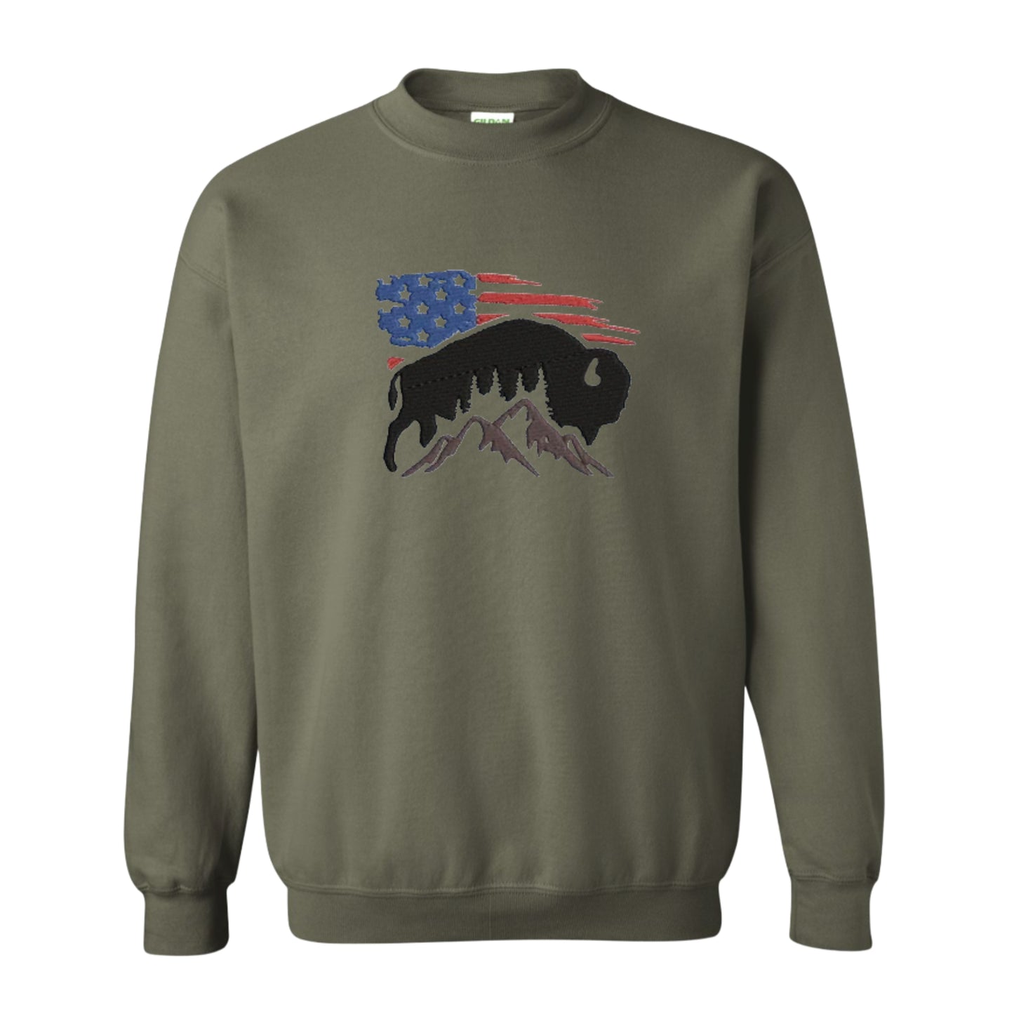 Men's Crewneck USA Flag with Bison Sweatshirt