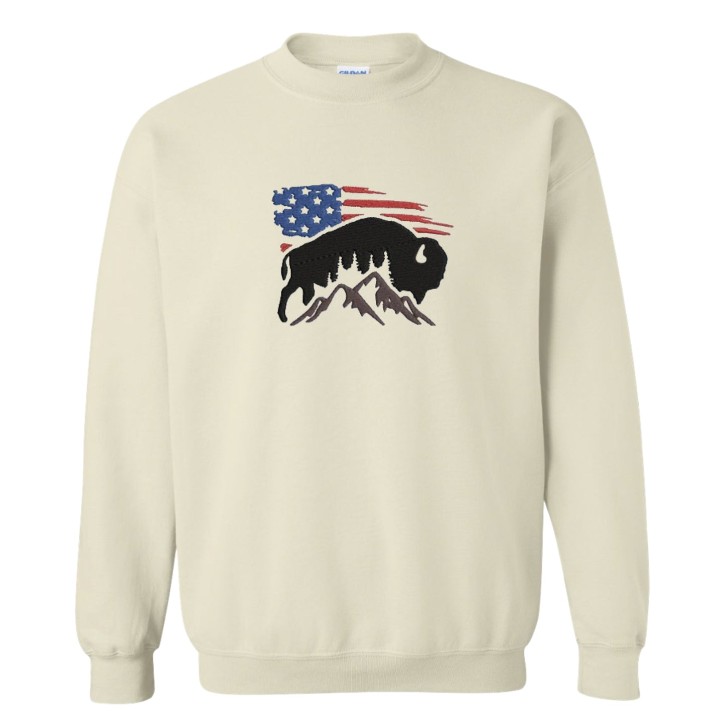 Men's Crewneck USA Flag with Bison Sweatshirt