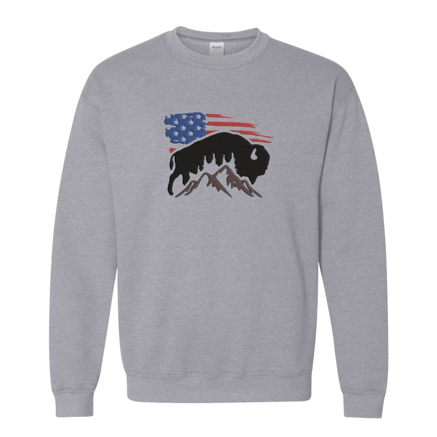 Men's Crewneck USA Flag with Bison Sweatshirt
