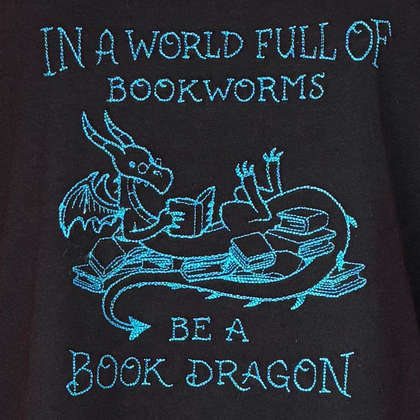 Women's Jersey Racerback Black & Teal Be a Book Dragon Tank