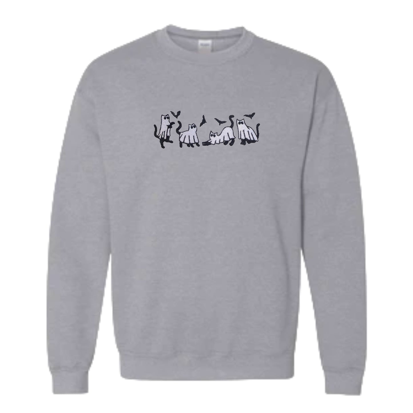 Women's Crewneck Halloween Cat Ghosts Sweatshirt