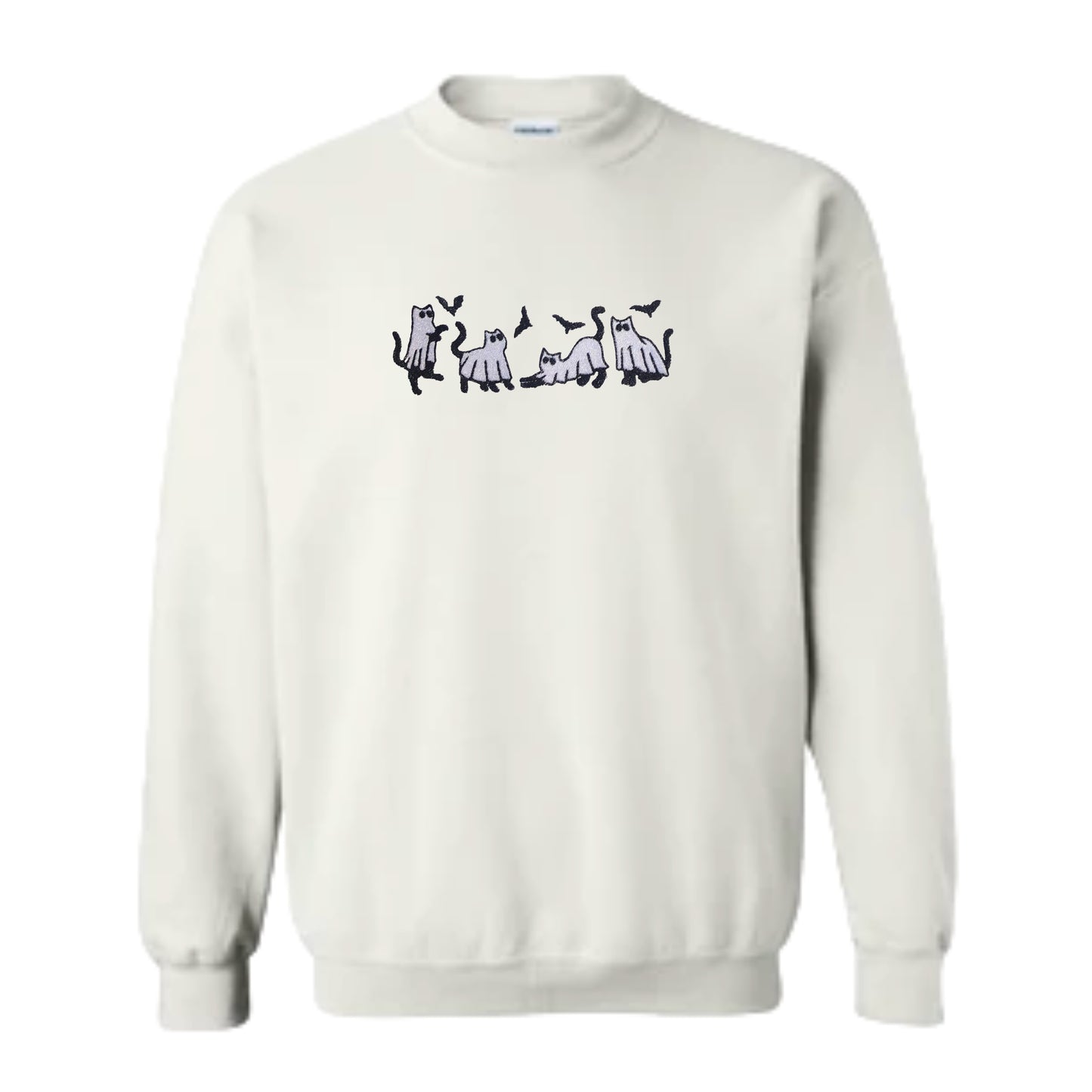 Women's Crewneck Halloween Cat Ghosts Sweatshirt