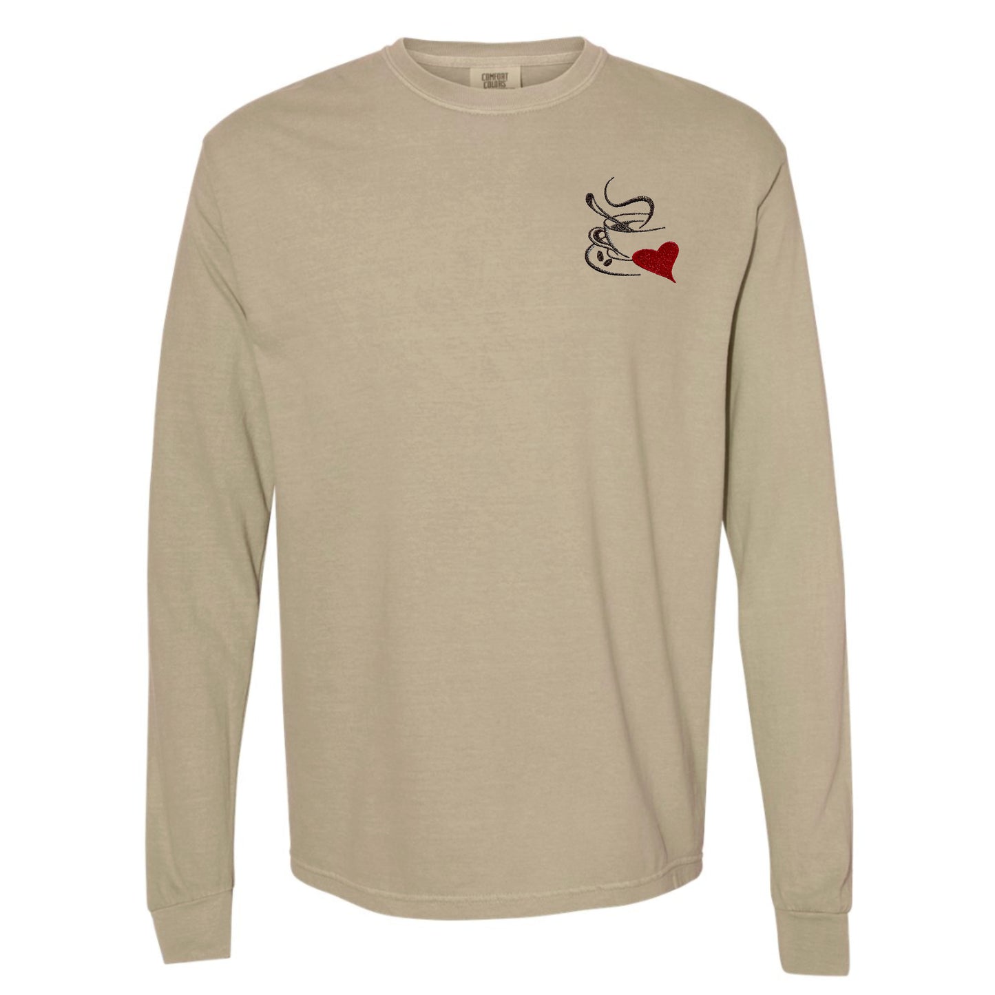Men's Long-sleeve Heavyweight Coffee Heart T-shirt