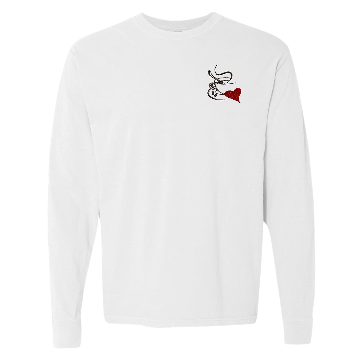Men's Long-sleeve Heavyweight Coffee Heart T-shirt