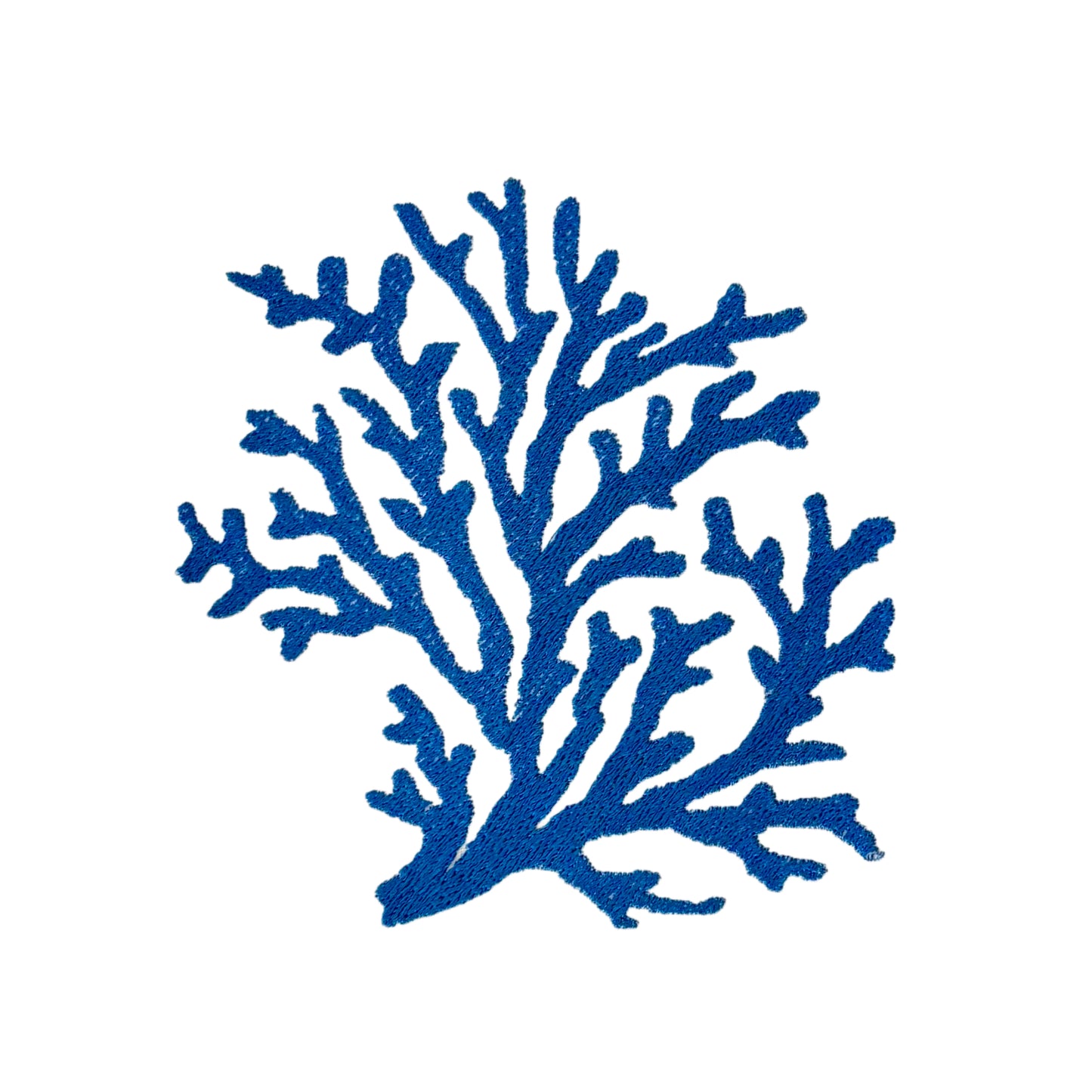 Embroidered Blue Coral White Kitchen Towel Tea Towel