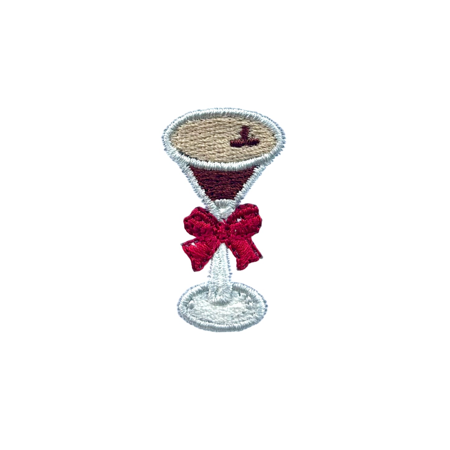 White Linen Embroidered Espresso Martini Glass with Bow Cocktail Napkins
