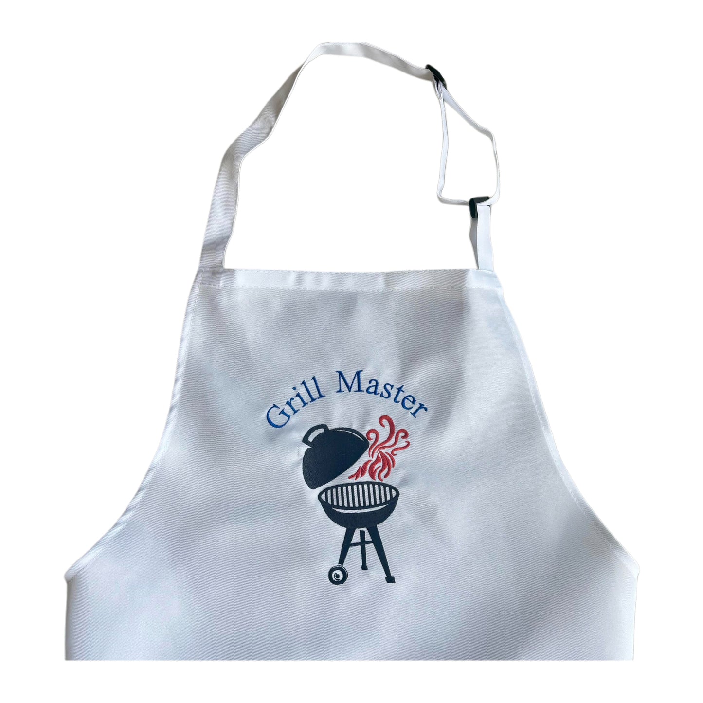 Embroidered White "Grill Master" Apron & Matching Tea Towel