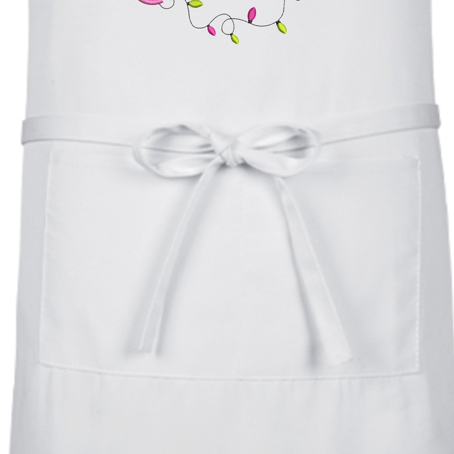 White Embroidered Gr*nch Holiday Apron with Adjustable Neck Strap and Front Pockets