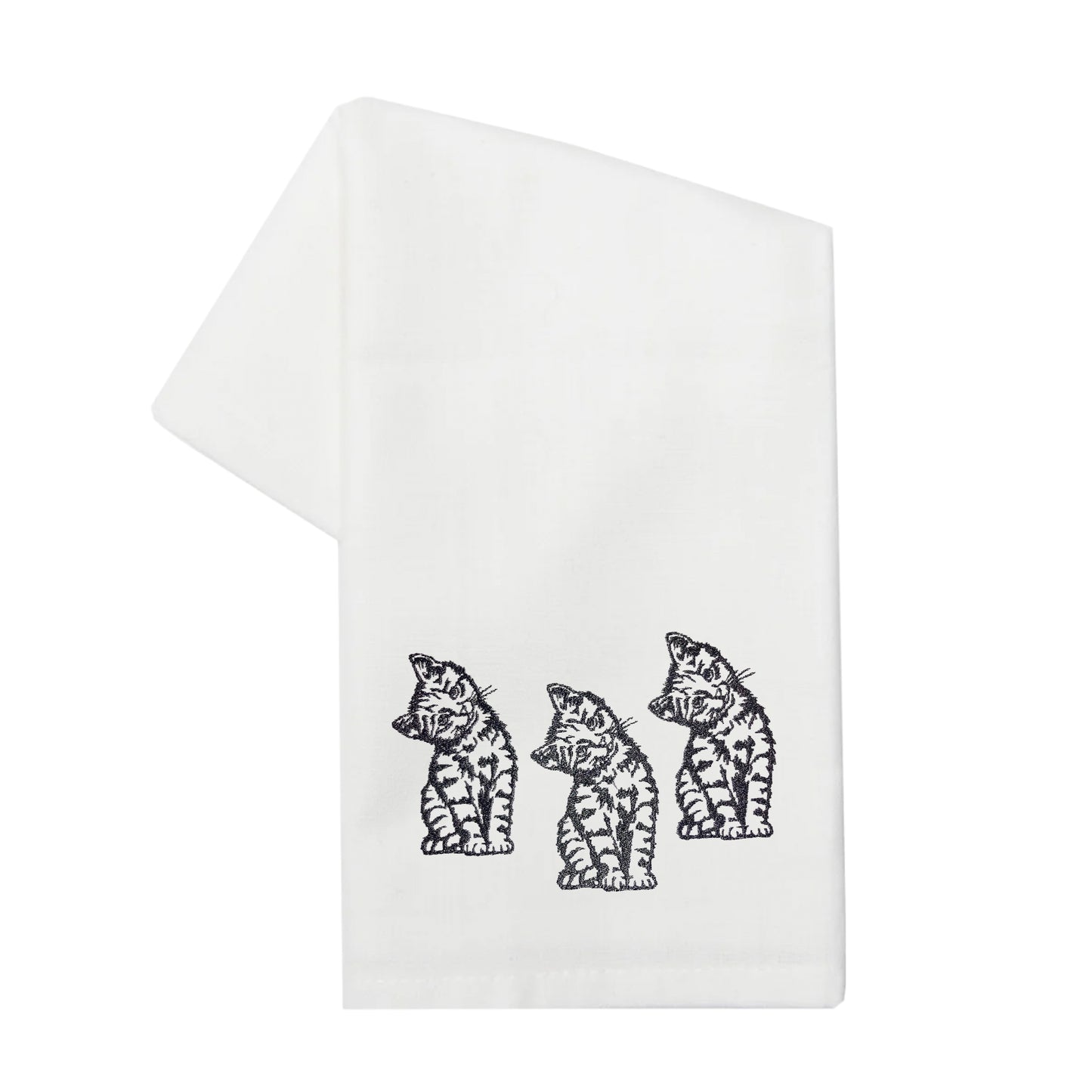 Embroidered Kitten Tea Towel, Kitchen Towel, Dish Towel, Golf Towel, Hostess Gift, Present