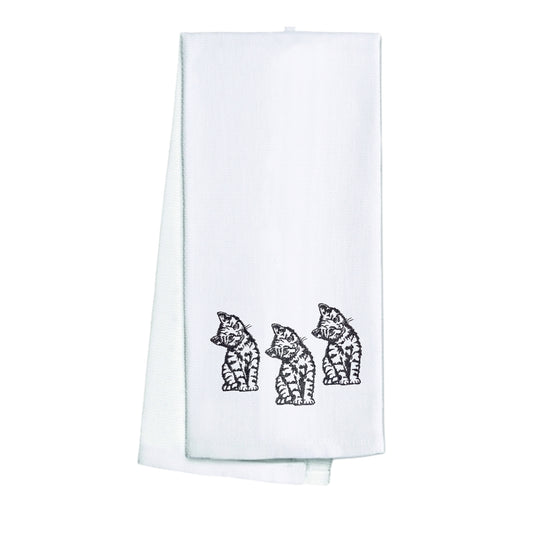 Embroidered Kitten Tea Towel, Kitchen Towel, Dish Towel, Golf Towel, Hostess Gift, Present