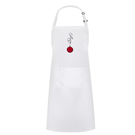 Embroidered Merry Holiday Apron with Adjustable Neck Strap and Front Pockets