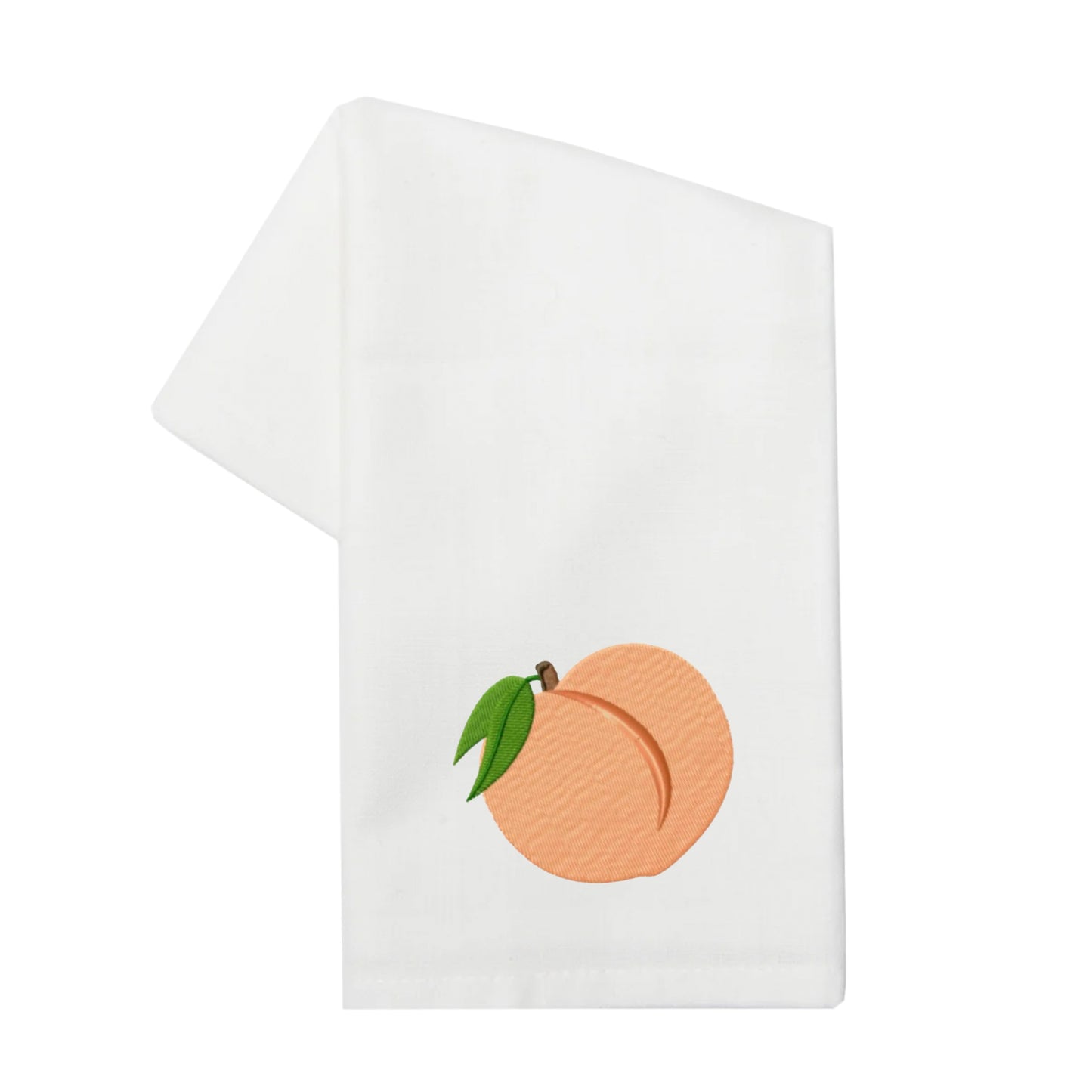 Embroidered Peach White Kitchen Towel Tea Towel