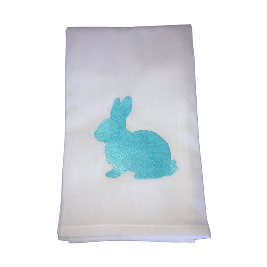 Embroidered Bunny Rabbit White Kitchen Towel Tea Towel Flour Sack Towel Gift Hostess Gift