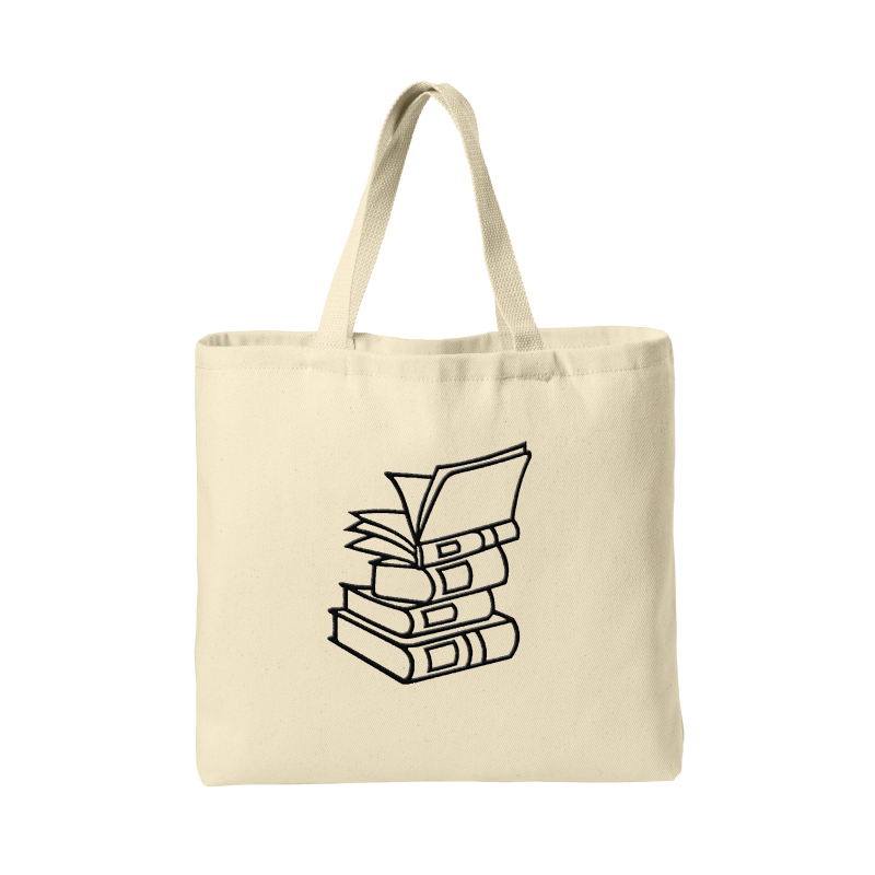 Ideal Twill Convention Book Tote with Stack of Books