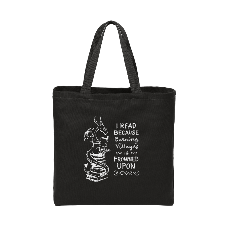 Ideal Twill Convention Tote with Book Dragon Design