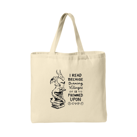 Ideal Twill Convention Tote with Book Dragon Design