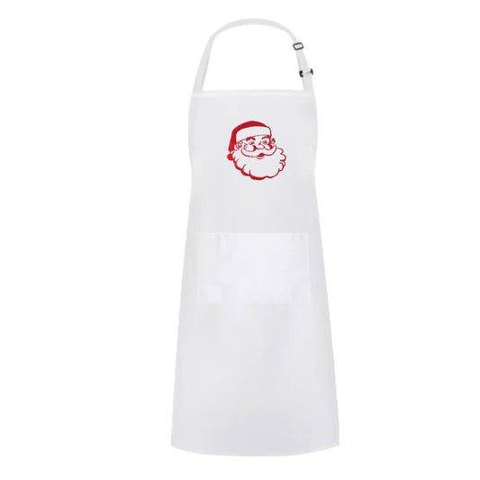 Santa Holiday Apron with Adjustable Neck Strap and Front Pockets