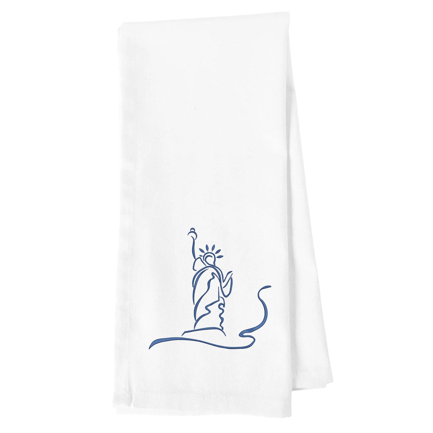 Embroidered Statue of Liberty White Kitchen Towel Tea Towel