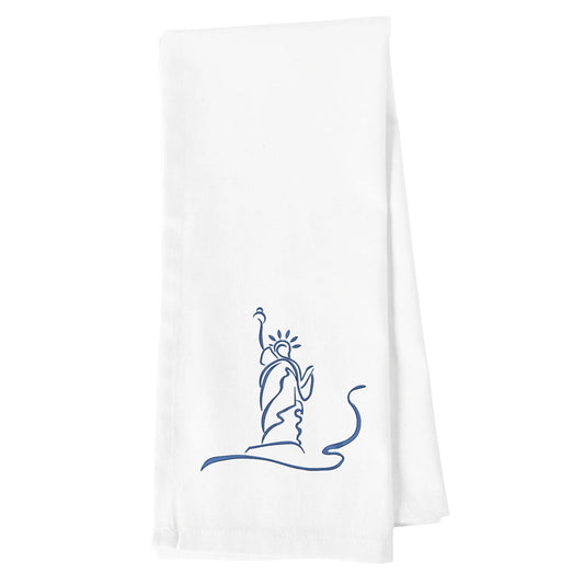 Embroidered Statue of Liberty White Kitchen Towel Tea Towel