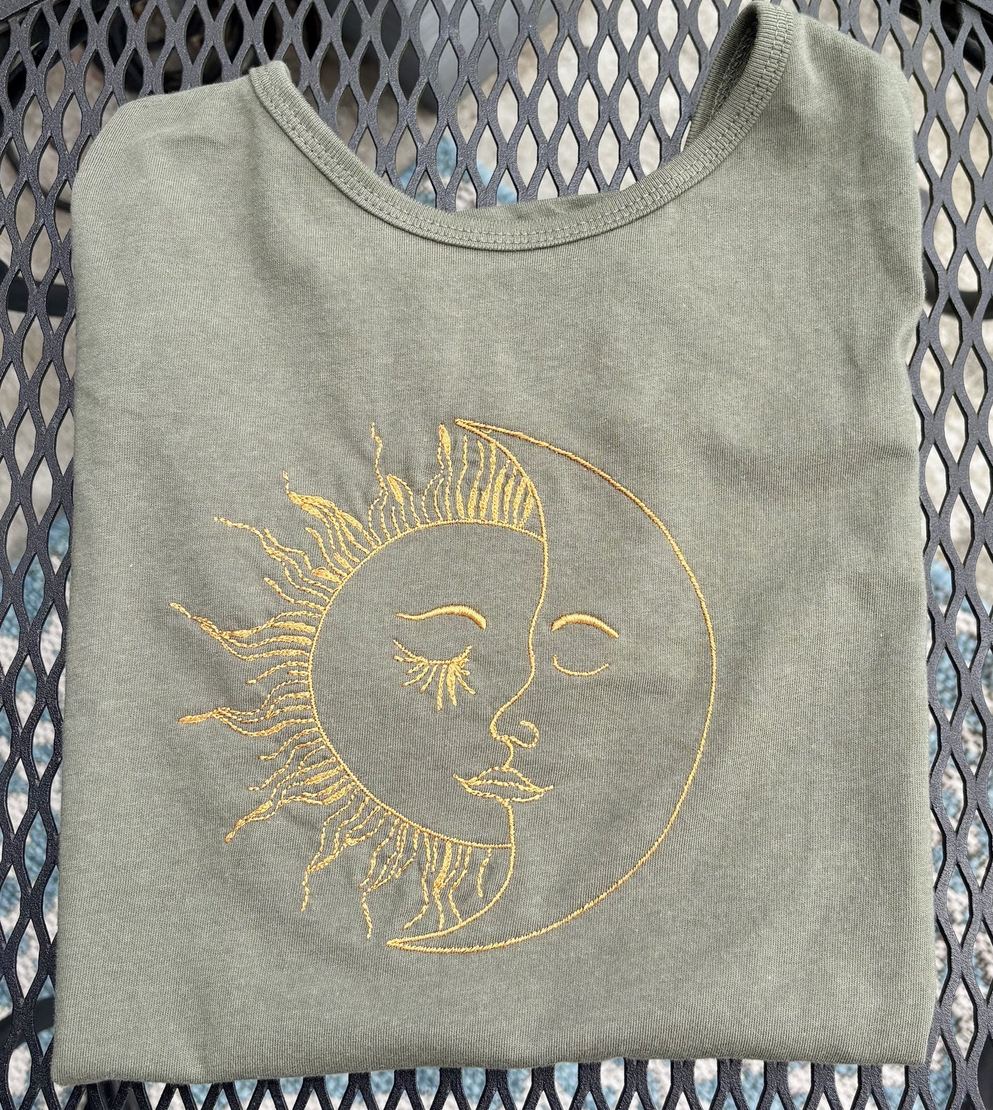 Women's Jersey Racerback Olive & Gold Sun Moon Tank