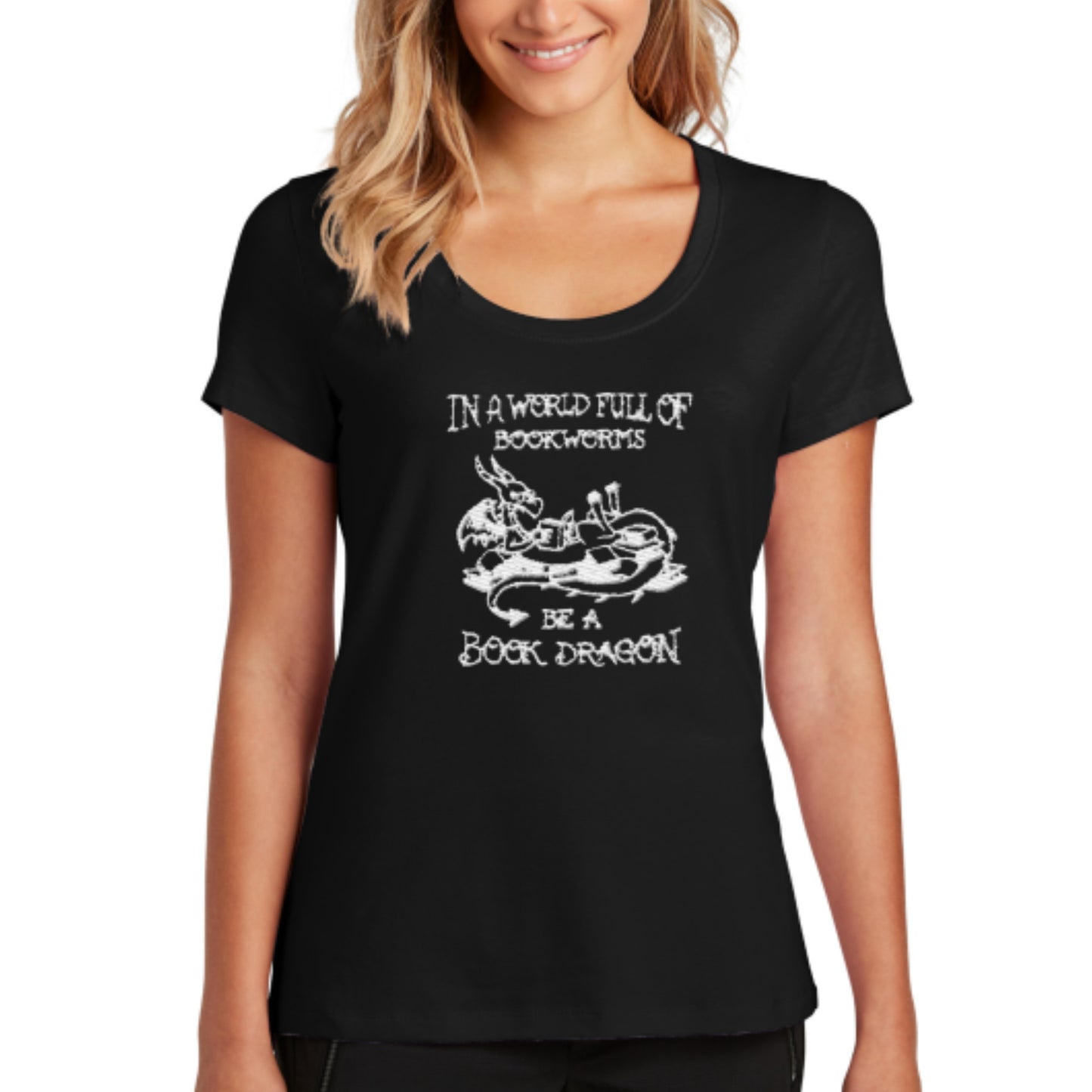 Scoop neck Short-sleeve Be a Book Dragon T-shirt