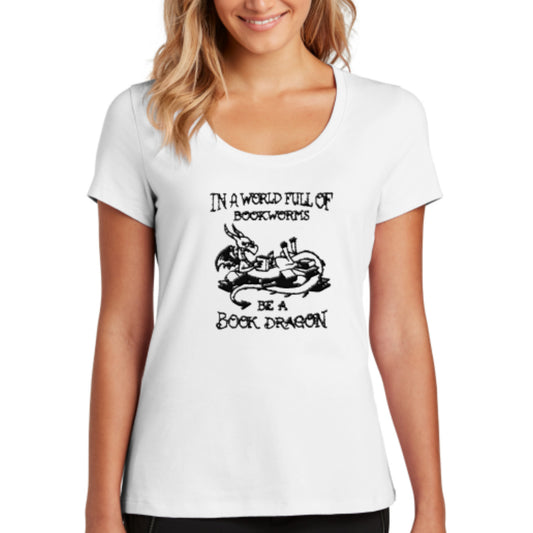Scoop neck Short-sleeve Be a Book Dragon T-shirt