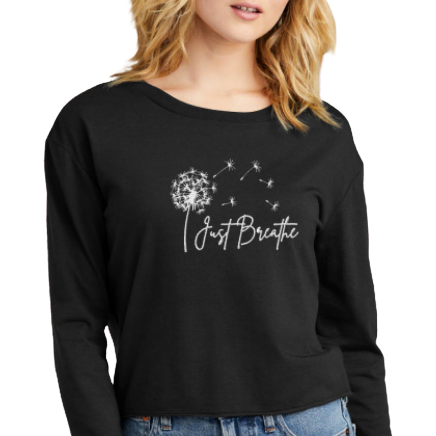 Long-sleeve Midi Crewneck Just Breathe T-shirt