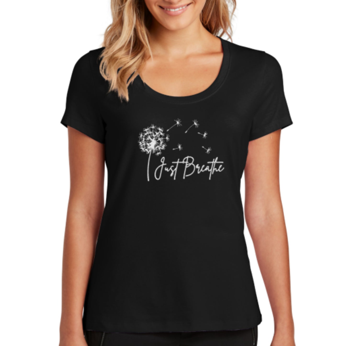 Scoop neck Short-sleeve Just Breathe T-shirt