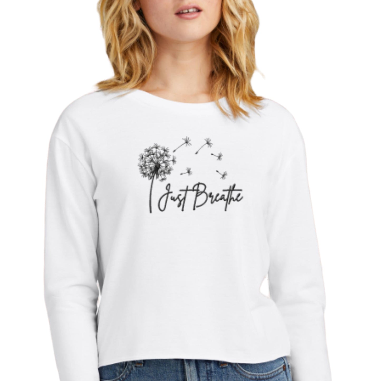 Long-sleeve Midi Crewneck Just Breathe T-shirt