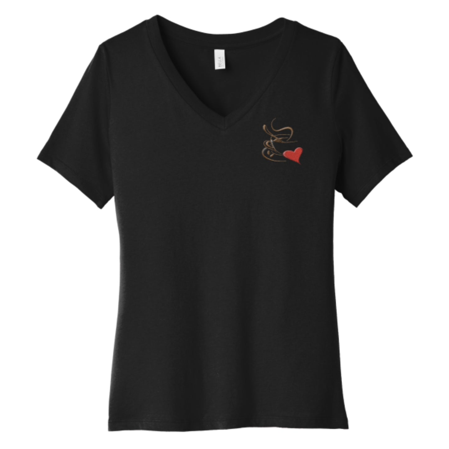 V-neck Short-sleeve I Love Coffee T-shirt