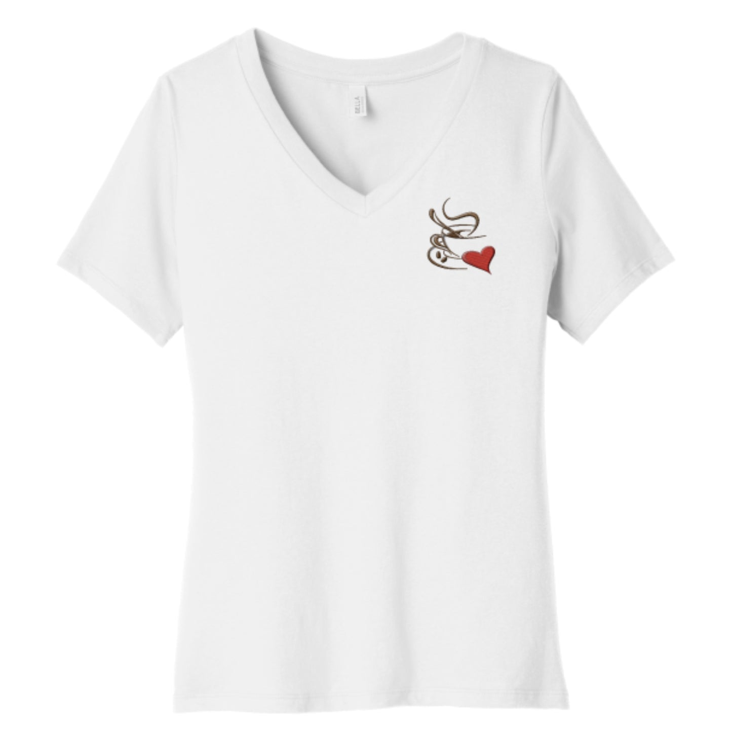 V-neck Short-sleeve I Love Coffee T-shirt