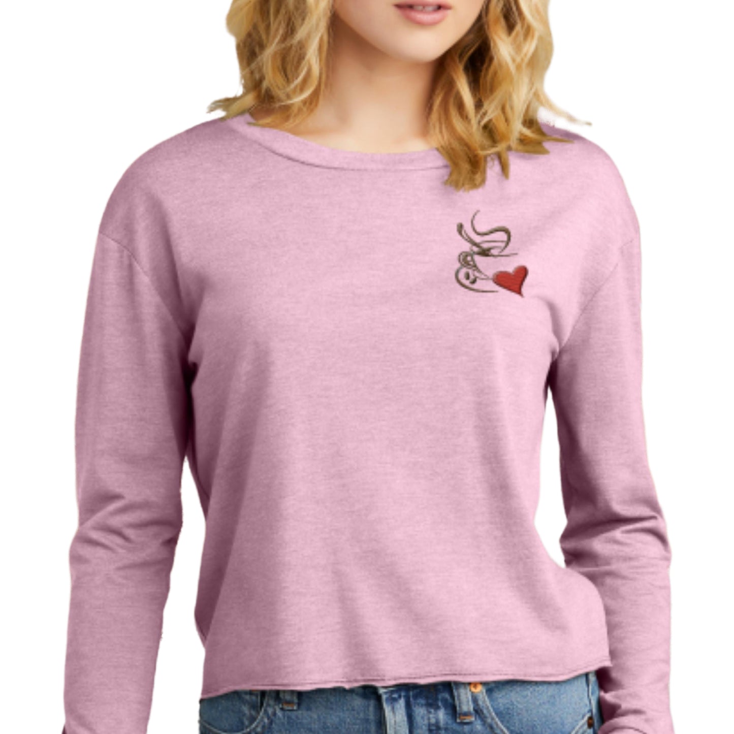 Long-sleeve Midi Crewneck I Love Coffee T-shirt